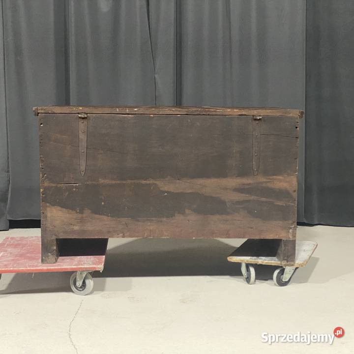 Antyczna skrzynia dębowa XIX wiek rzeźbiony Budno