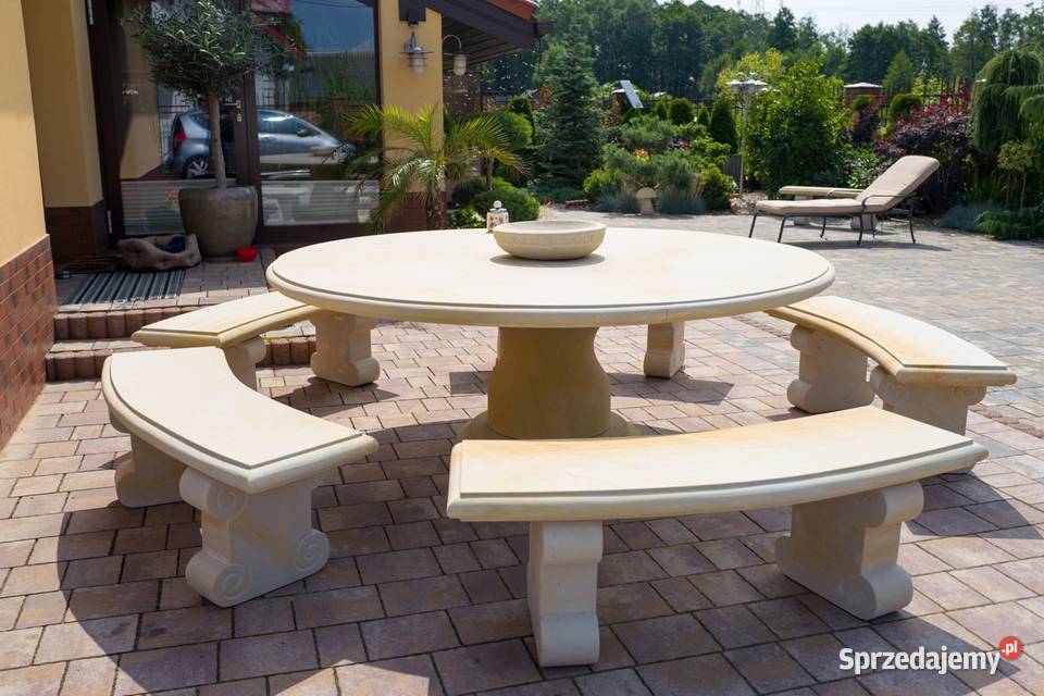 Piękny komplet ogrodowy z piaskowca kamień Kamienna Góra