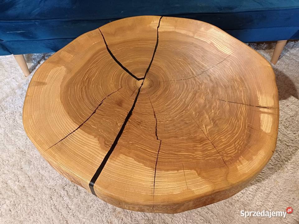 Stolik kawowy 78x67 plaster drewna loft ława Śrem