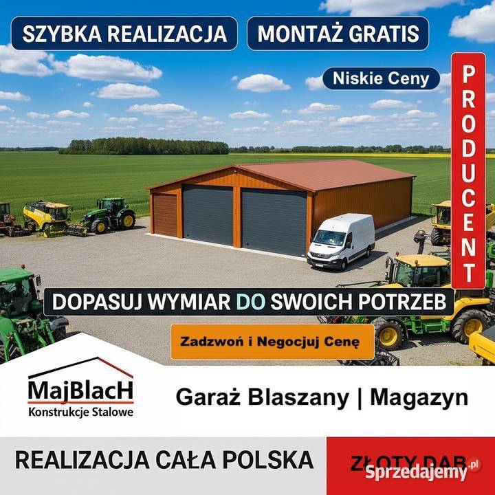 Drewnopodobny Garaż Blaszany Brama Hala Magazyn 80m2 Kluczbork