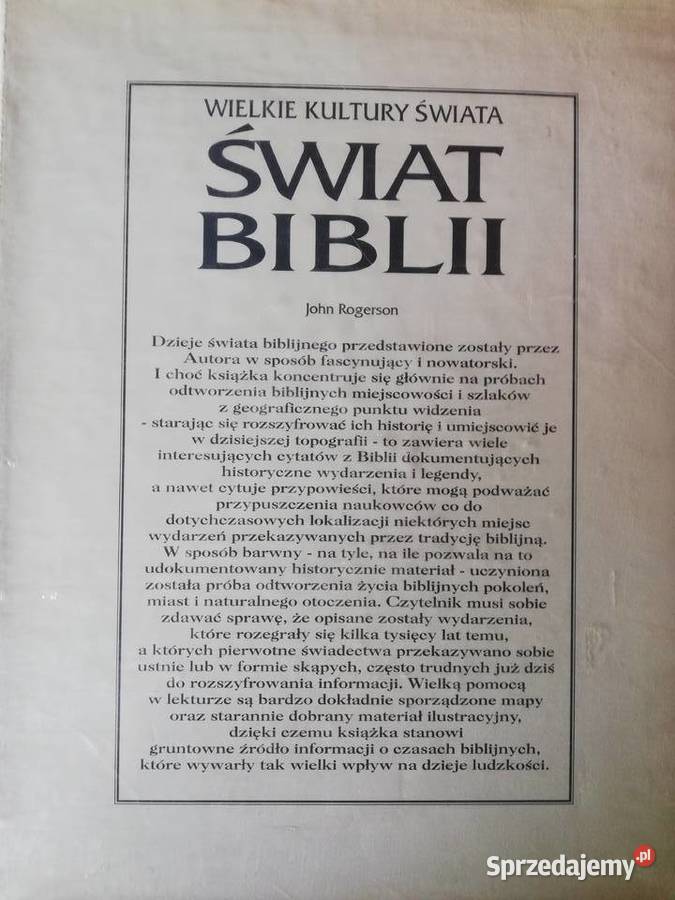 Wielkie Kultury Świata Świat Biblii John twarda z obwolutą Kraków sprzedam