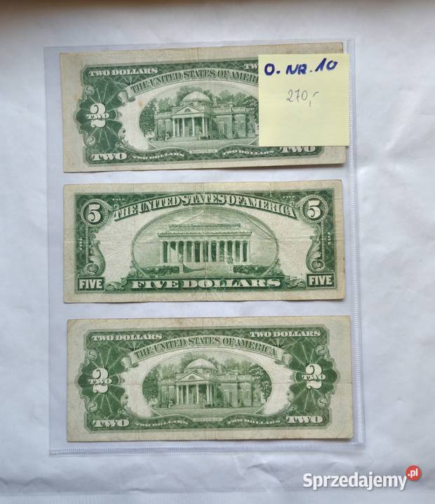O 10 USA zestaw 3 banknotów 1928 2 5 2 Red Seal Ostrów Mazowiecka