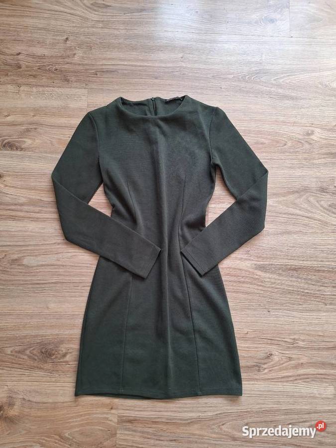 Śliczna ciemnozielona sukienka Zara butelkowa Bez wzoru małopolskie