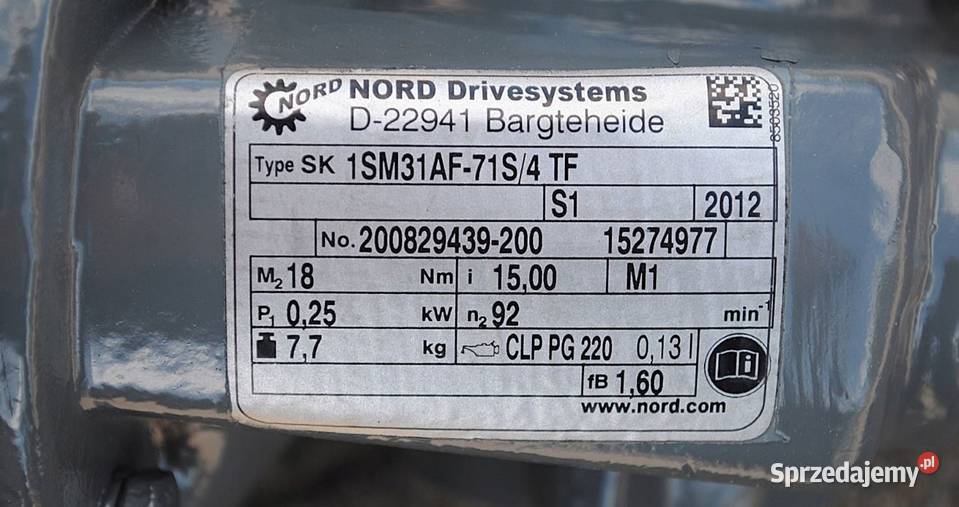 Motoreduktor kołnierzowy 075kw 104obrmin Firmy lubuskie Kargowa sprzedam