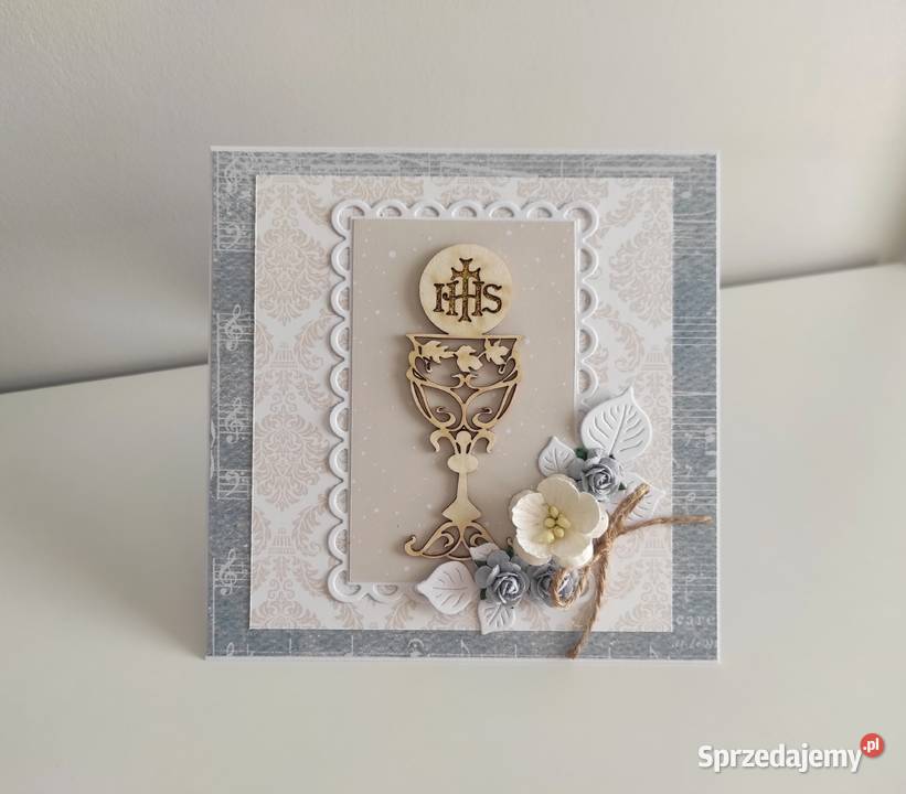 Kartka ręcznie robiona Komunia Święta handmade Rękodzieło łódzkie Łódź