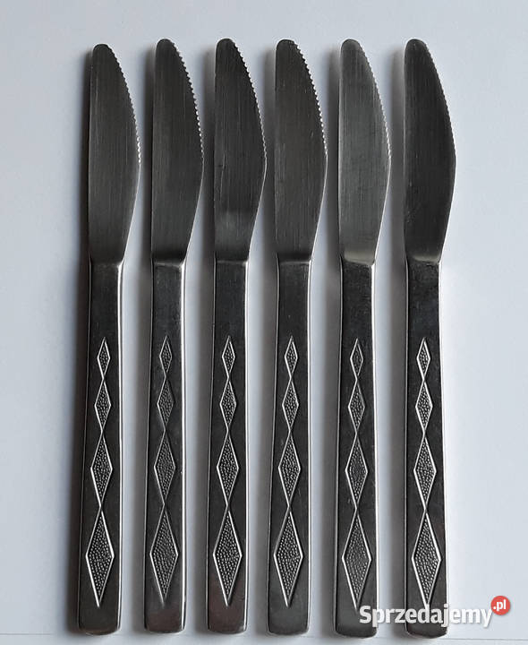 Noże obiadowe ROMBY KARO Gerlach sztućce PRL Dąbrowa Górnicza
