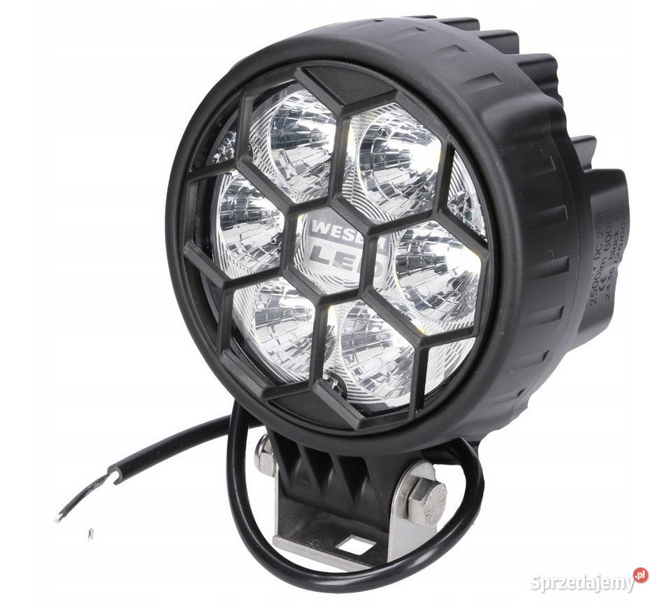 Lampa robocza 6 LED 12V 24V z kratką 2500Lm IP67 Trzciana