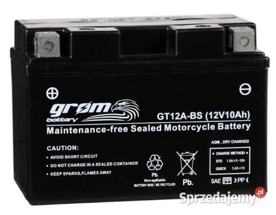 Akumulator motocyklowy GROM GT12ABS 12V 95Ah akumulatory świętokrzyskie Ostrowiec Świętokrzyski sprzedam