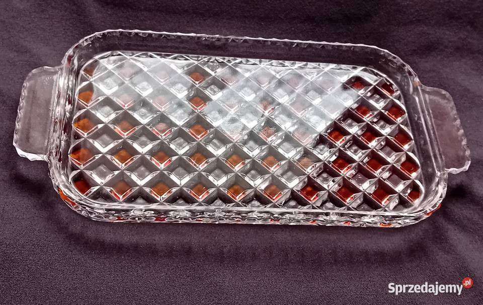 Kryształowa tacka z lazurowanym na kolor miodowy Koźminek