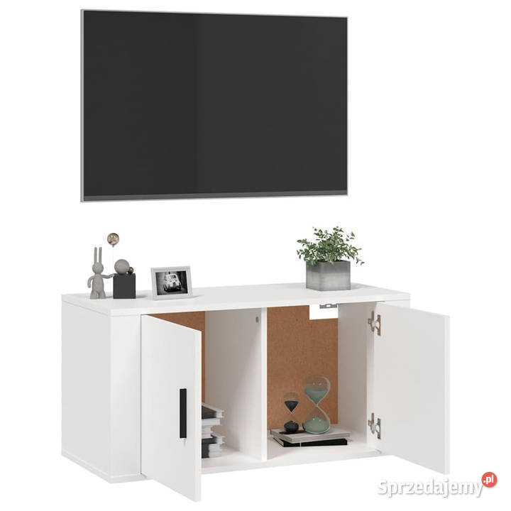 Wisząca szafka telewizyjna biała 80x345x40