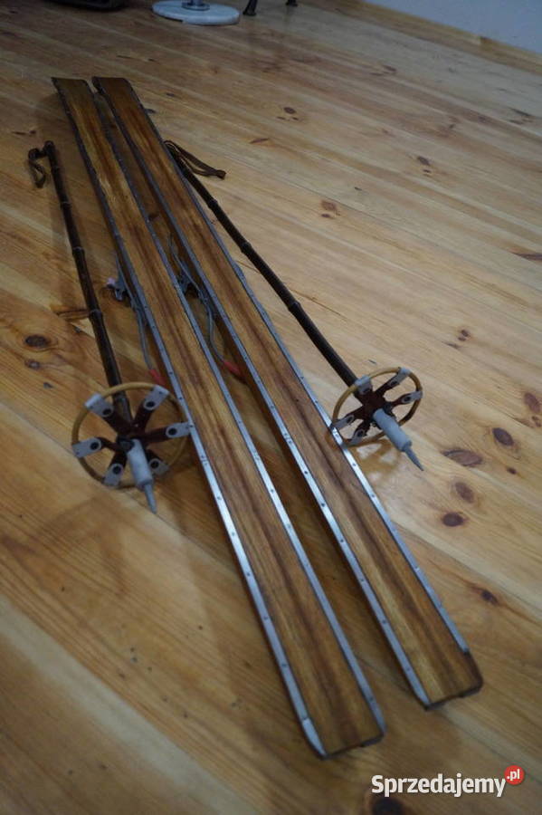 Stare narty jesionowe 180 z kijkami Pruchnik