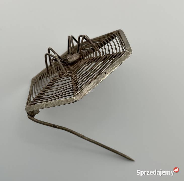Antyczna Srebrna Broszka PAJĄK 3D II RP Kraków Rękodzieło