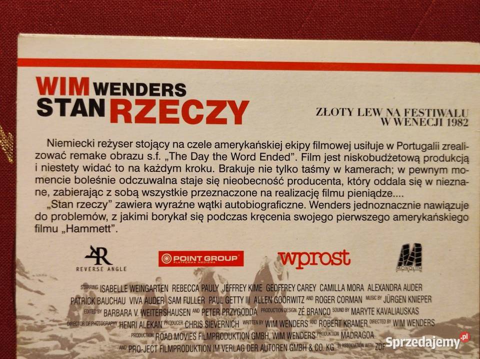 DVD film Stan rzecz Der Stand der Dinge Wim dokument