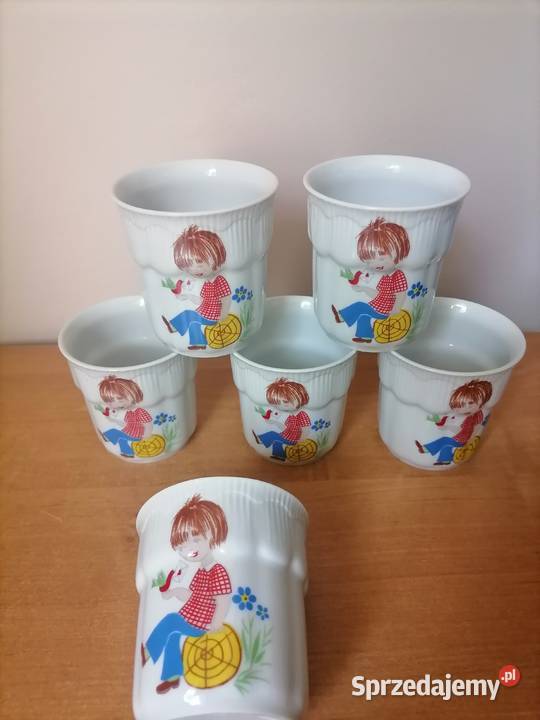 Kubki Porcelanowe Dziecięcy Świat PRL Porcelana i szkło Wałbrzych