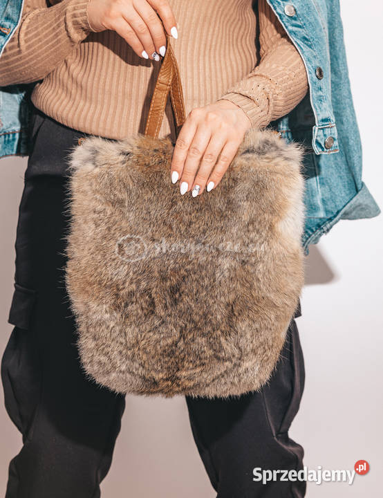 Skórzana torebka listonoszka naturalne futro z małopolskie Szaflary