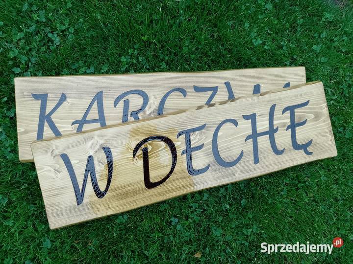 DESKA Z NAPISEM grawer na drewnie szyld Roczyny