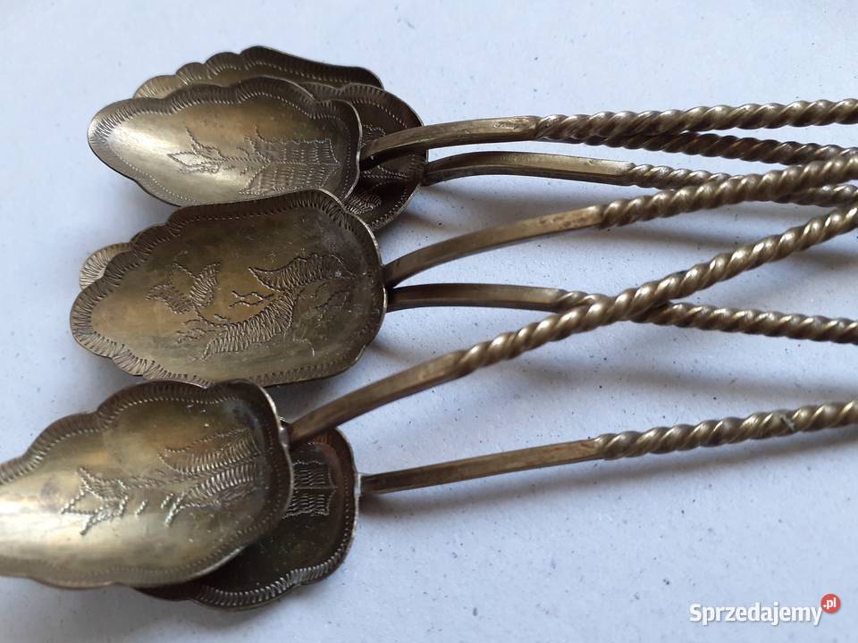 Łyżeczki deserowe staruszki mosiądz sprzedam
