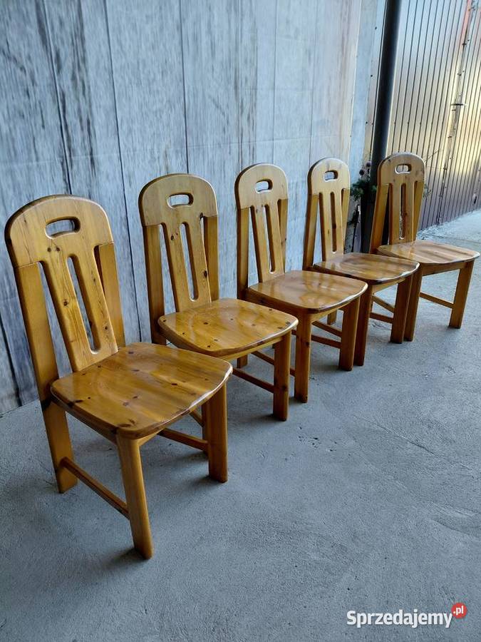 krzesła drewniane 5 sztuk 218 Byczyna sprzedam