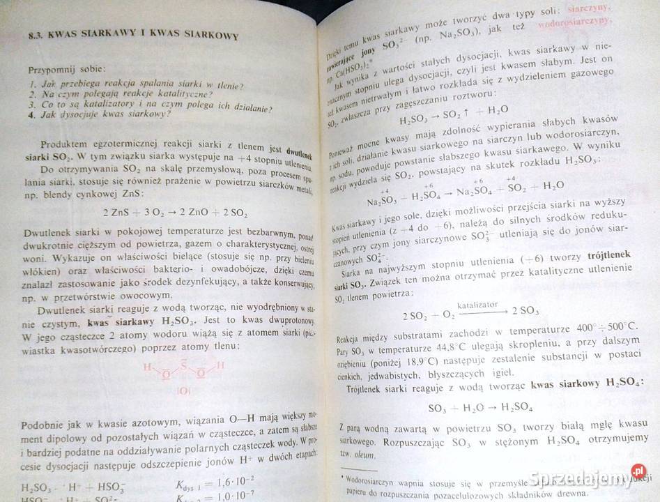 Chemia kl I i II techników Elżbieta Matusewicz lubelskie Chełm sprzedam