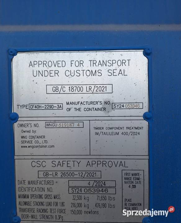 Kontener morski magazynowy12 metrowy40 HC Magazynowanie Lublin