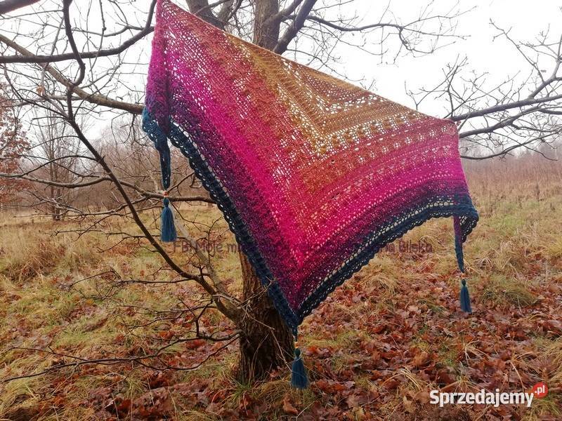 Chusta Ombre miodowyfuksjamorska rękodzieło Skarżysko-Kamienna