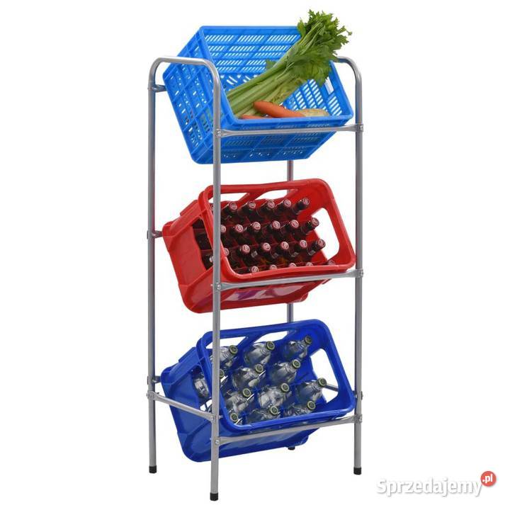 vidaXL Półka magazynowa na 3 skrzynki srebrna Warszawa