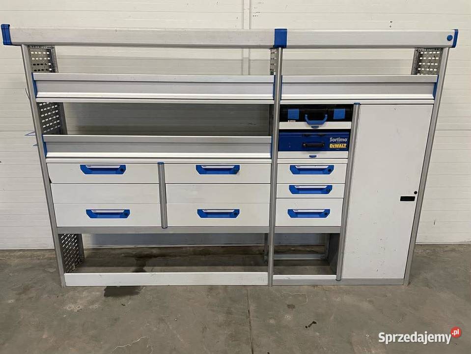 Zabudowa warsztatowa serwisowa regały do busa Sortimo