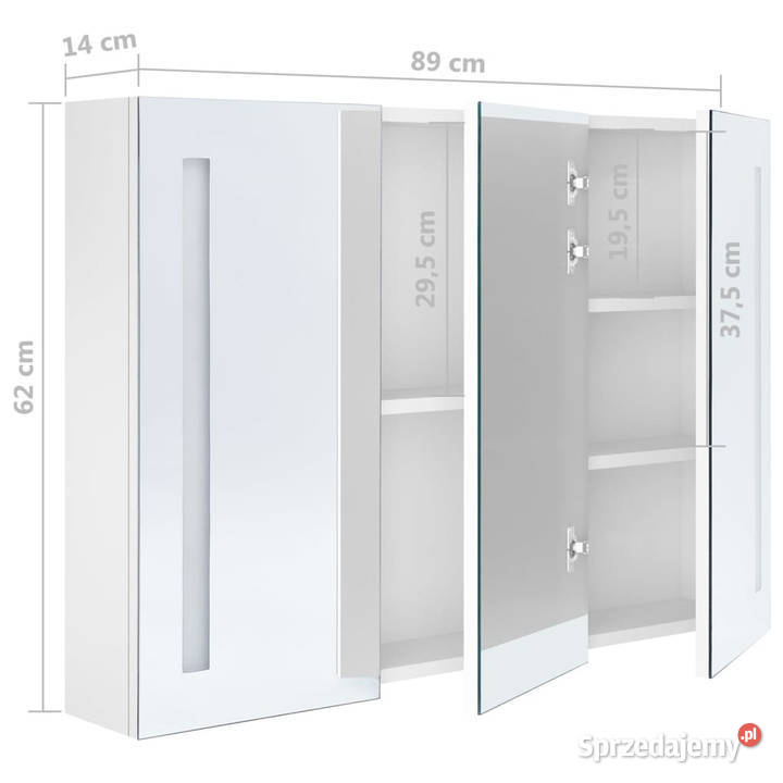 Szafka łazienkowa z lustrem i LED 89x14x62 Warszawa