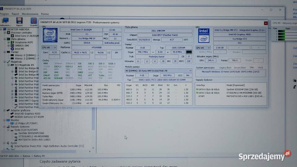 Laptop DELL Inspiron 7720 Intel i7 17 stan Kartuzy