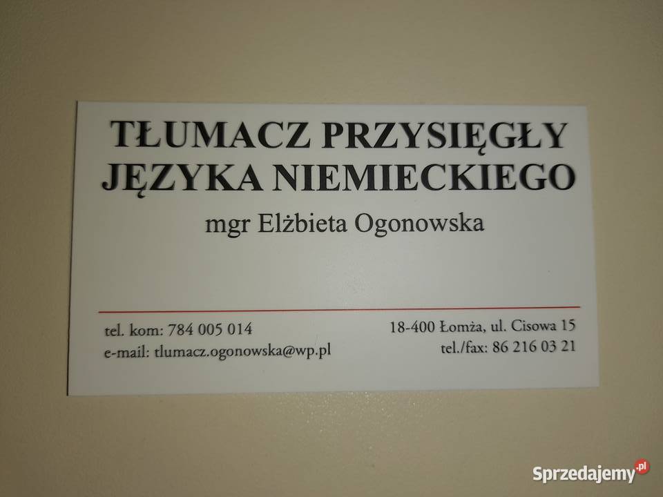 Niemiecki Tłumaczenia Nauka języka Łomża