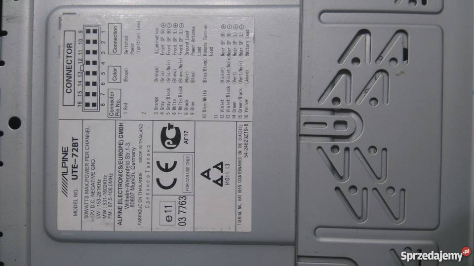 Radio Alpine UTE72BT Lubawka sprzedam