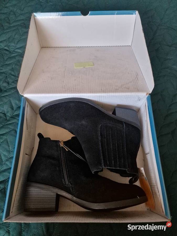 NOWE Botki zamszowe CLEVE 37 skóra czarne skóra Wrocław sprzedam