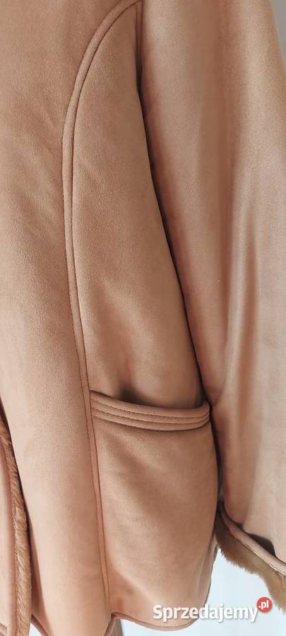 Beżowy kożuszek sztuczne futro xxl