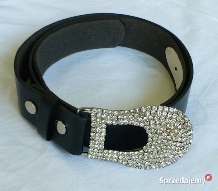 pasek damski czarny z przepiękną klamrą Suwałki
