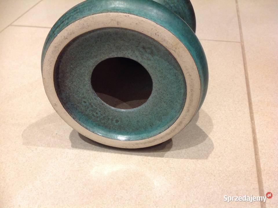 Zielony Ceramiczny Świecznik z Uchwytem Nowa Sól sprzedam