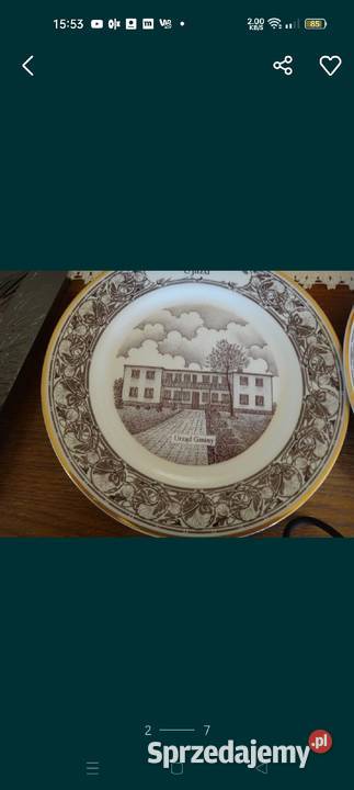 Porcelana talerze ozdobne motyw zabytki Ujazdu Tomaszów Mazowiecki