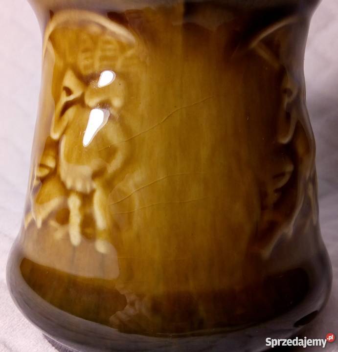 Porcelanowy szkliwiony Kufel brązowy 127 śląskie Rogoźnik sprzedam