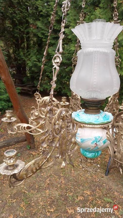 wisząca lampa naftowa majolika Antyki lubelskie Lublin