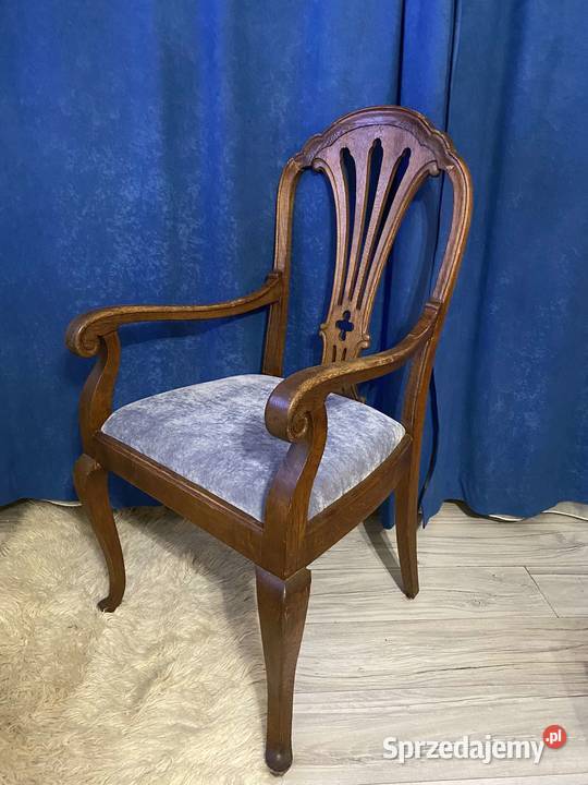 stary antyczny duży fotel tron dębowy drewniany małopolskie