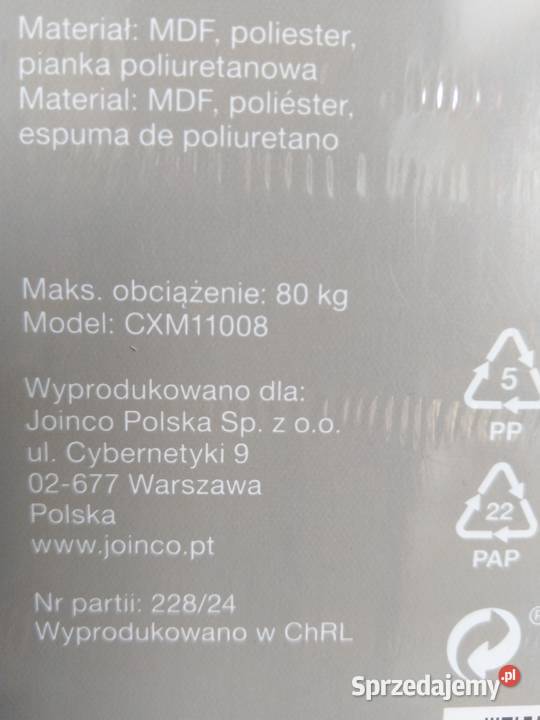 NOWY Składany puf ze schowkami 3 szufladami 38cm