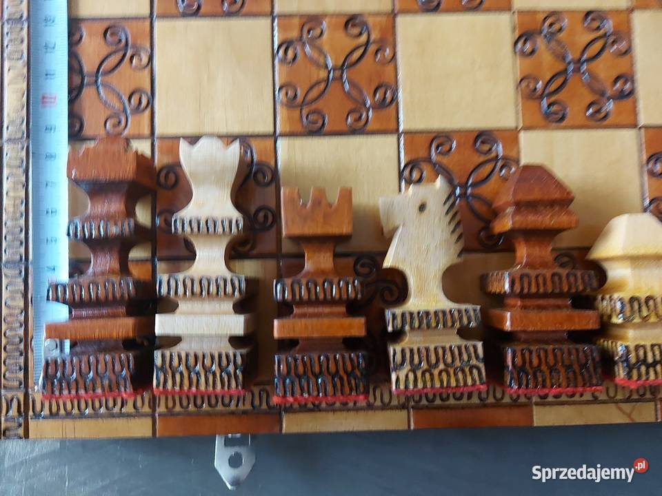 Duże szachy drewniane rzeźbione 39x39 Sosnowiec