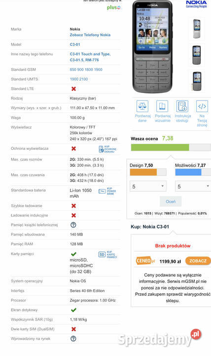 NOKIA C301 dotyk klawiatura Wifi aparat 5 mega Głęboczek