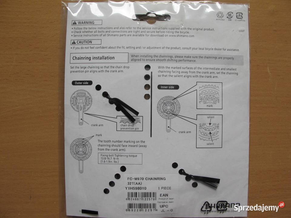 Zębatka do korby Shimano XTR FCM970 32T AA Części i akcesoria sprzedam