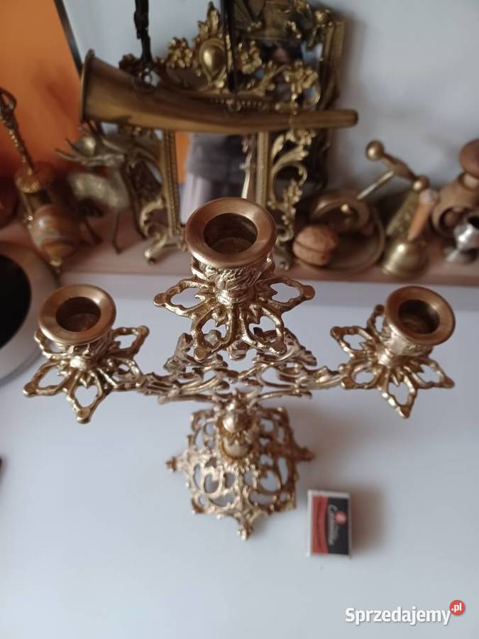 Przepiękny świecznik mosiężny Dekoracje i ozdoby Poznań sprzedam