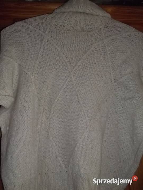 Biały golfsweter wełniany handmadeM Swetry i golfy łódzkie Łódź sprzedam