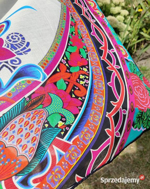 Duża chusta szal dupatta kwiaty folk bawełna Szczecin sprzedam