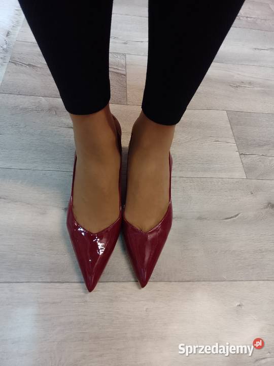 3940 Bordowe czerwone czółenka wieczorowe z inna małopolskie Kraków