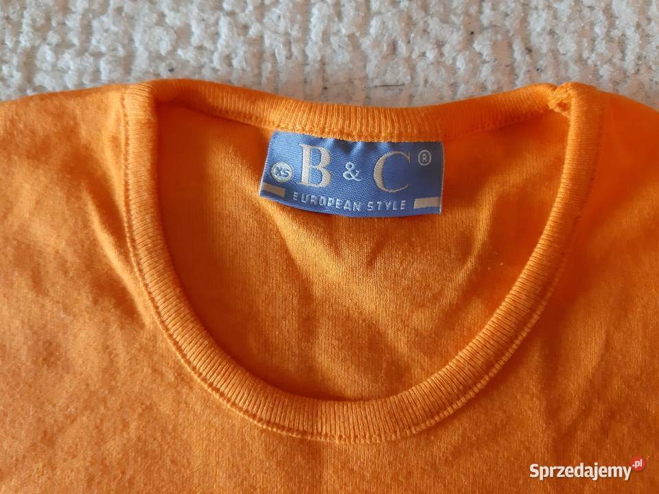 Pomarańczowa koszulka z bawełny Tshirt Vneck Warszawa