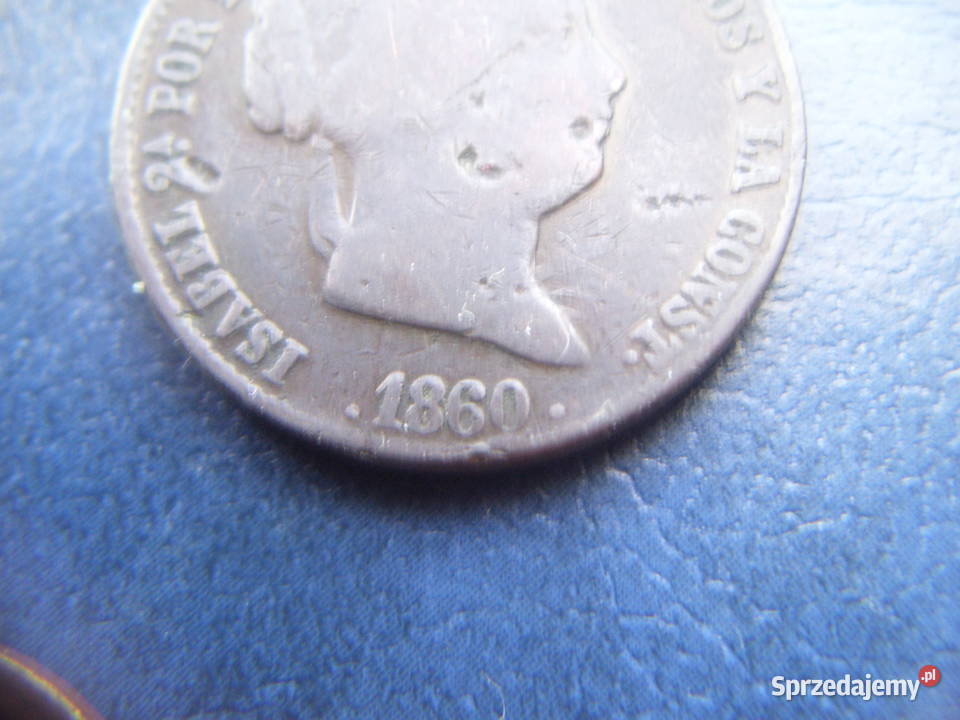 Stare monety 25 centym 1860 Hiszpania Lesko