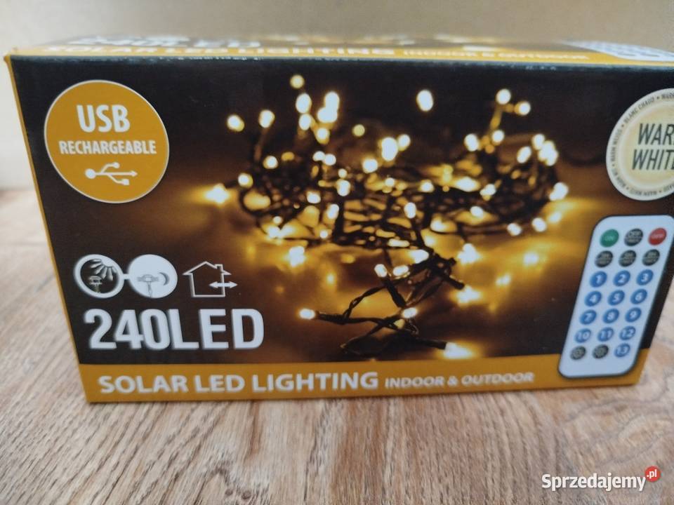 SLampki choinkowe 2w1 solarne akumulator 240 LED Świebodzice